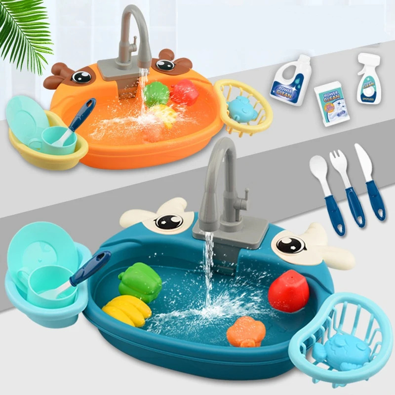 Kids Outdoor Kitchen Set - Elektrikli Dolaşan Suyu, Bulaşık Makinesi Lavabosu