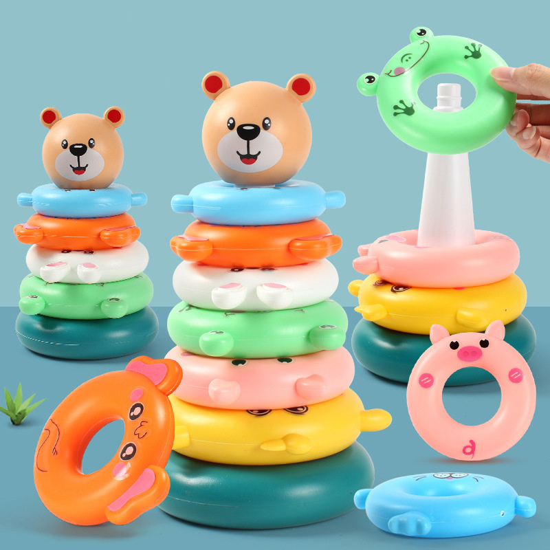 Kids Outdoor Water Toys - Gökkuşağı istifleme yüzük kule Montessori eğitim