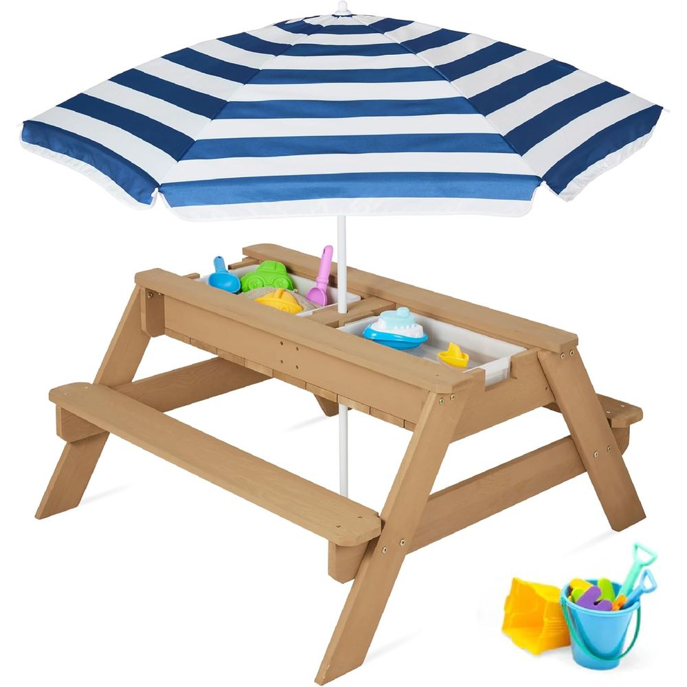 Kids Outdoor Umbrella For Table - Çocuklar için Şemsiyeli Piknik Masası, 3'ü