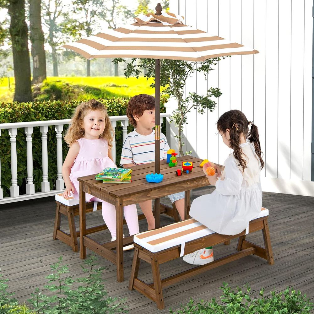 Çocuk Piknik Masası, Küçük Çoc - Kids Outdoor Table And Chairs With Umbrella incelemesi ve fiyatı