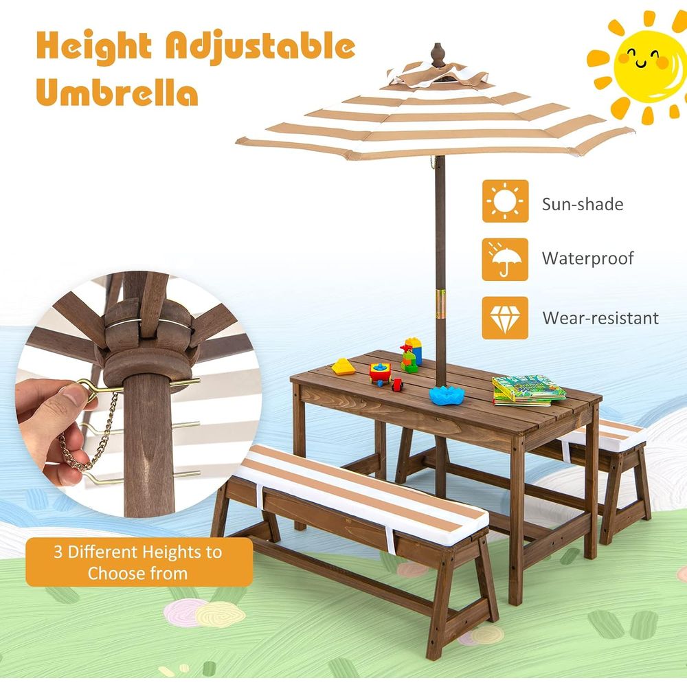 Çocuk Piknik Masası, Küçük Çoc - Kids Outdoor Table And Chairs With Umbrella incelemesi ve fiyatı