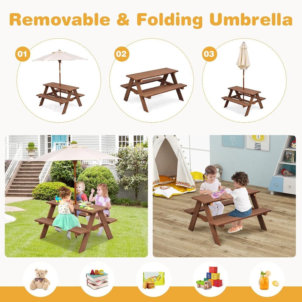 Dayanıklı Ahşap Çocuk Piknik M - Kids Outdoor Umbrella For Table incelemesi ve fiyatı
