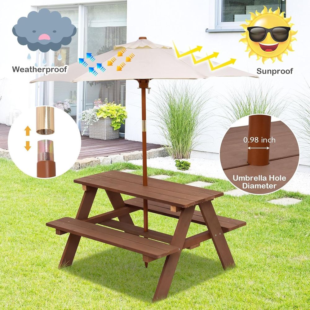 Dayanıklı Ahşap Çocuk Piknik M - Kids Outdoor Umbrella For Table incelemesi ve fiyatı