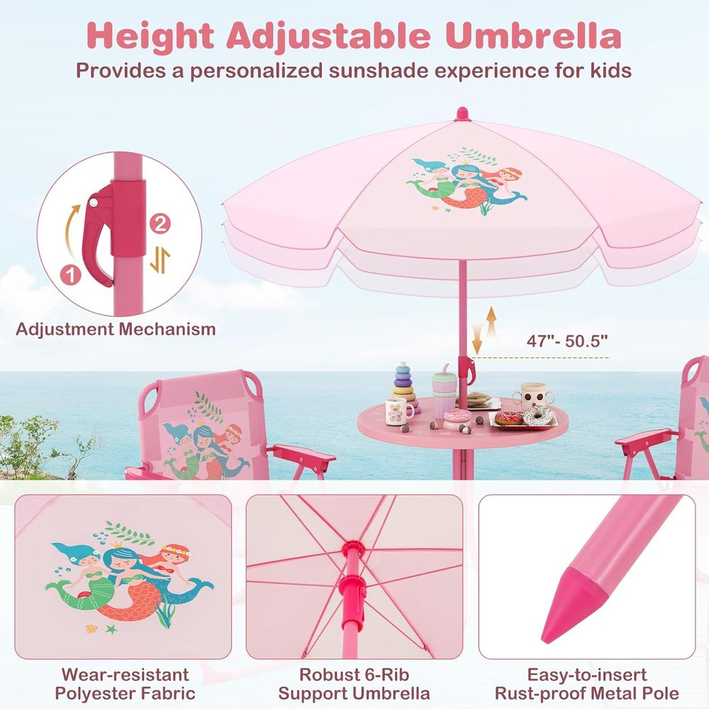 Çocuk Piknik Masası, 2 Katlanı - Kids Outdoor Table And Chairs With Umbrella incelemesi ve fiyatı
