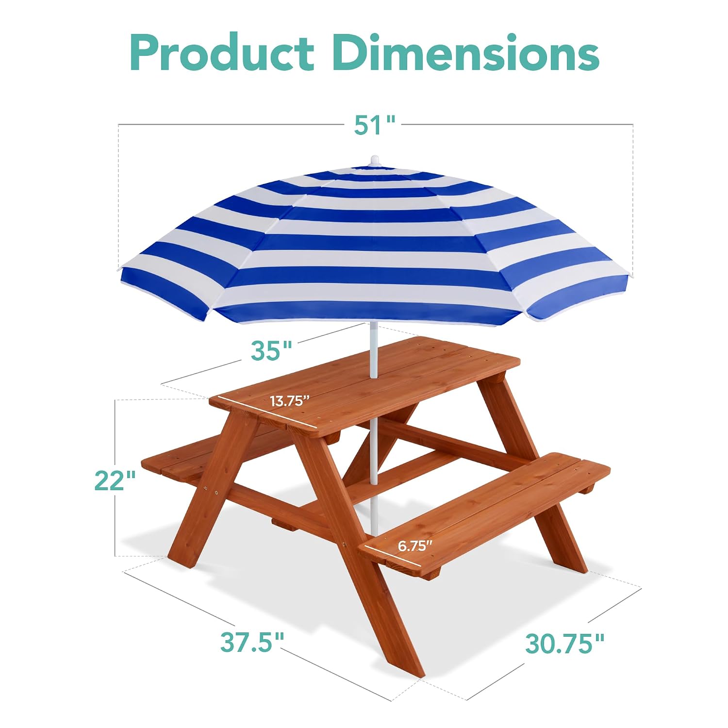 Ahşap Çocuk Piknik Masası ve Ş - Kids Outdoor Umbrella For Table incelemesi ve fiyatı